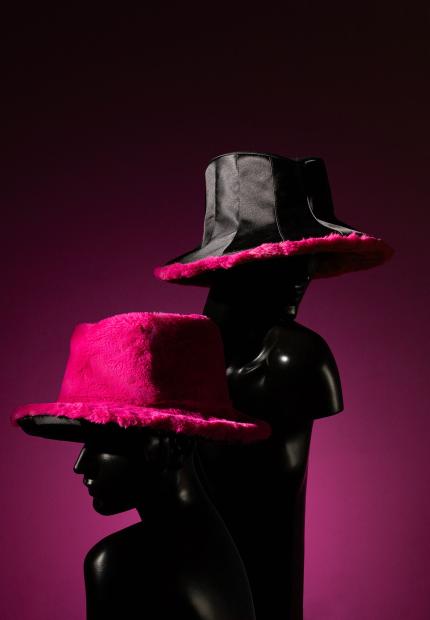 Stephen Jones Millinery pink black trilby 